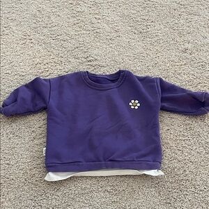 Purple Kids Sweatshirt with Smiling Floral Detail